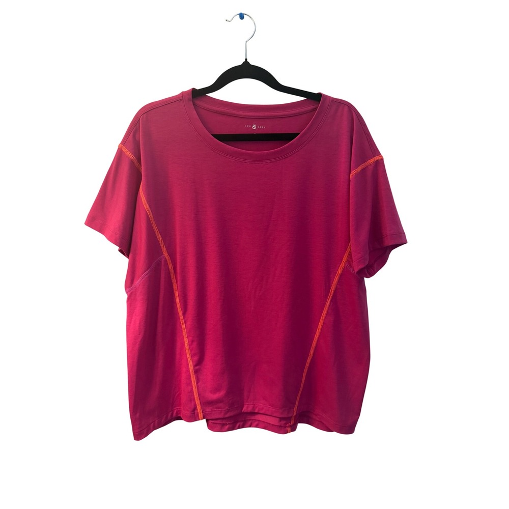 Lou & Grey Magenta Pink Orange Seam Detail Short Sleeve Top XS